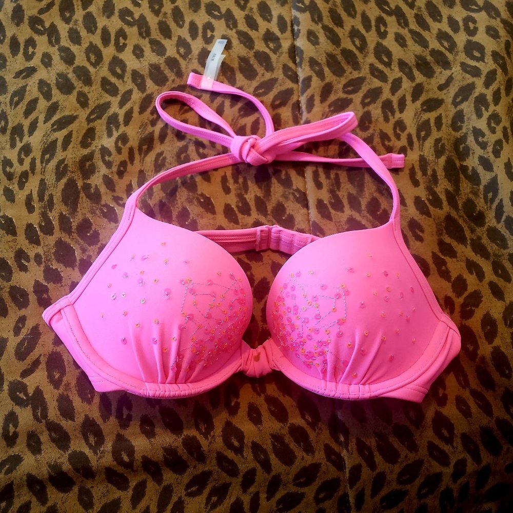 Aerie Nina Pink Sequin Bikini Top